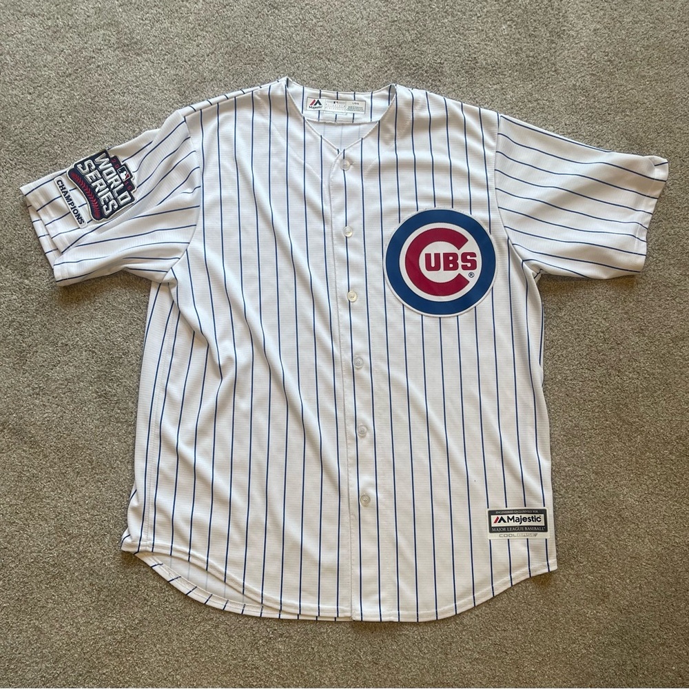 Majestic cool base jersey 2016 World Series patch Chicago cubs size Large